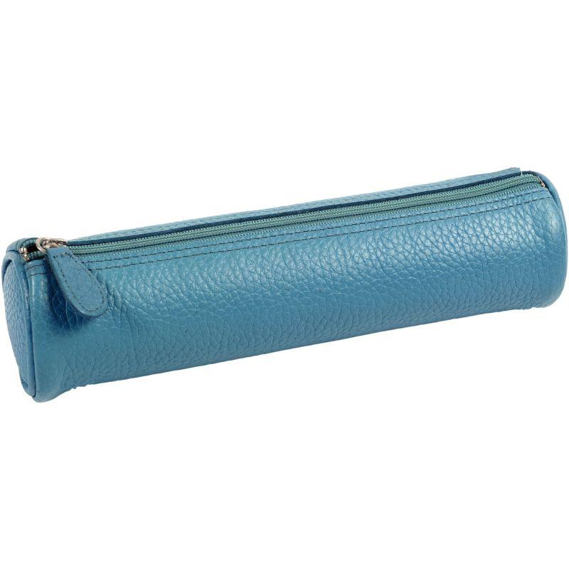 TROUSSE CUIR RONDE BLEUE 22CM