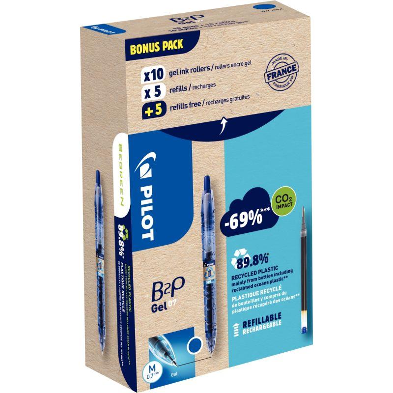 PACK 10STYLO B2P GEL+10RECH BL