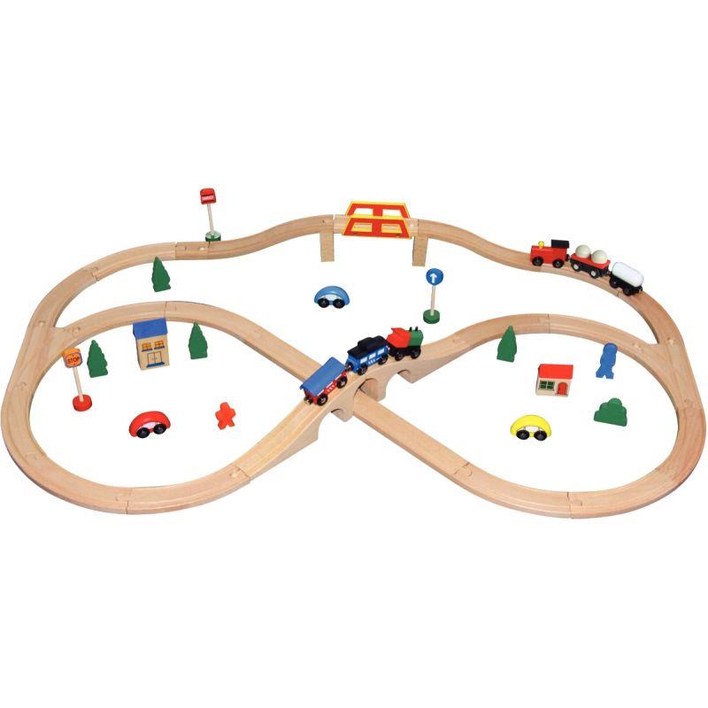 CIRCUIT TRAIN EN BOIS 49 PCS