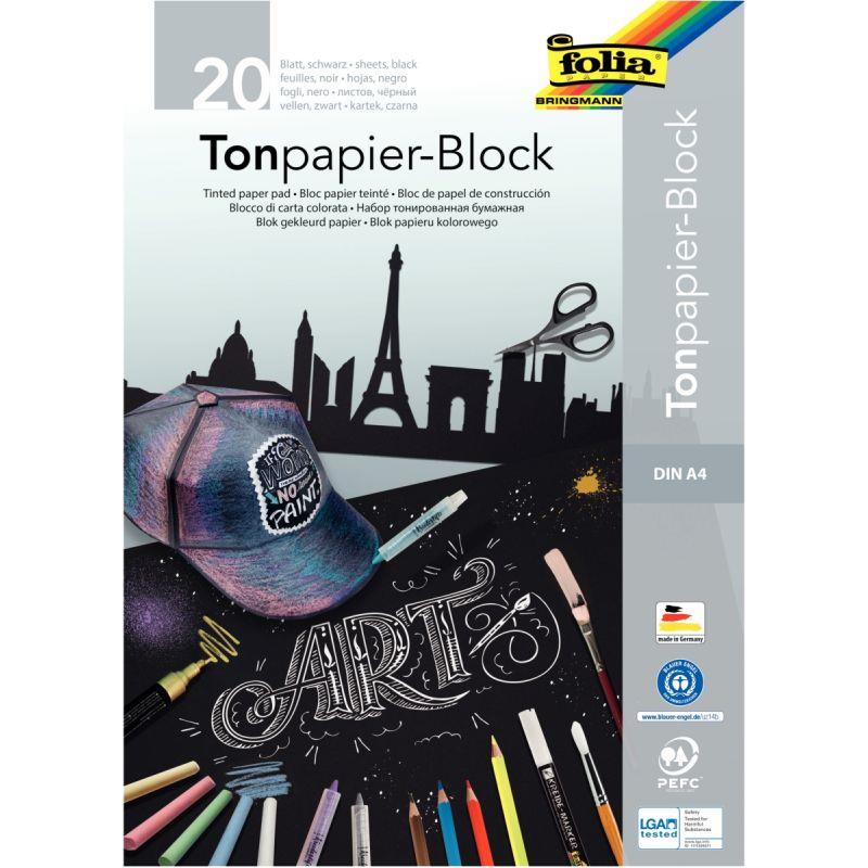 BLOC 20F PAPIER NOIR  A4  130G