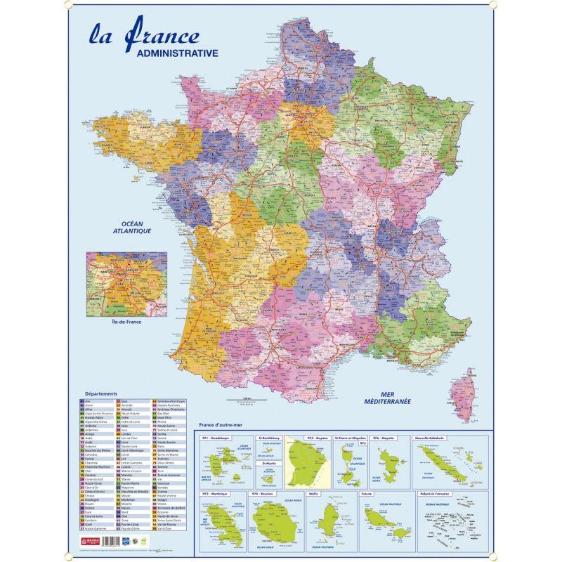 CARTE SOUPLE MURALE FRANCE DPT