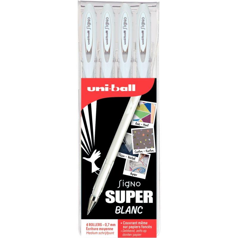 POCH 4 STYLOS GEL SIGNO BLANC