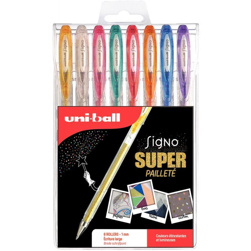 POCH 8STYLOS GEL SIGNO PAILLET