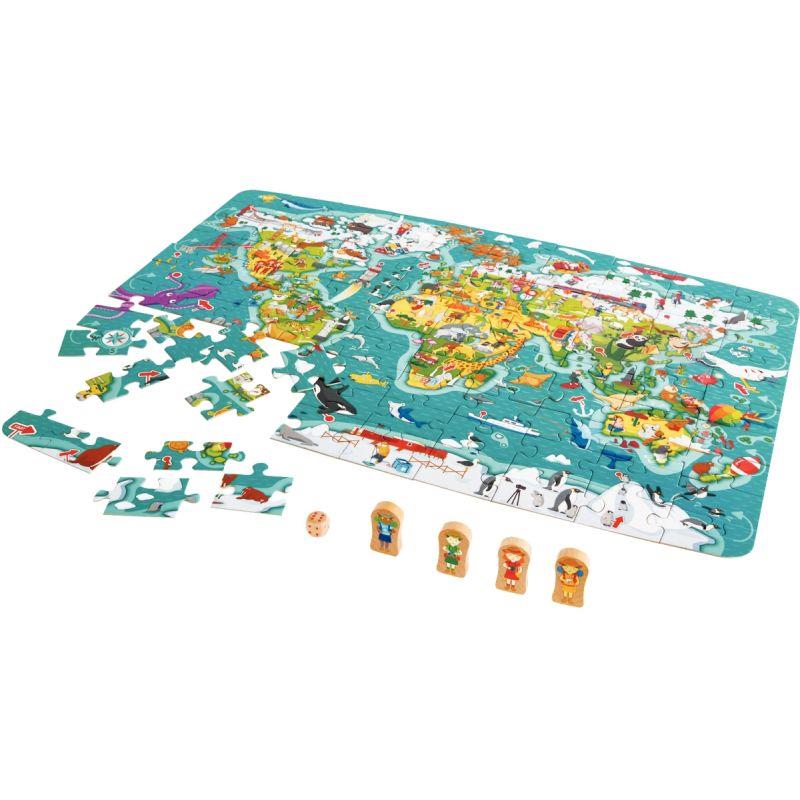 PUZZLE 100P+JEU TOUR DU MONDE