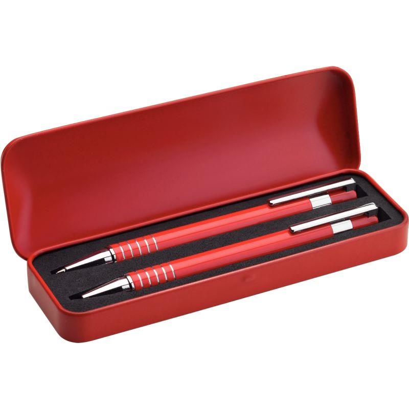 SET STYLO ALU+PORTE MINE ROUGE